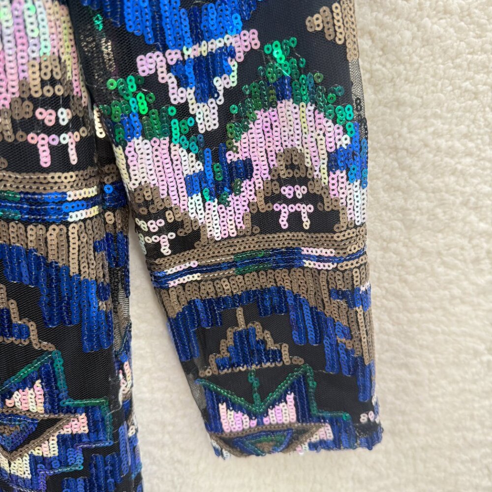 Zara Blue Multi-Color Patterned Mini Dress - Picture 7 of 14